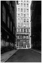 Narrow street. NYC, New York, USA ( black and white)