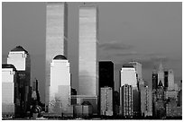 World Trade Center Twin Towers from Exchange Place, evening. NYC, New York, USA ( black and white)