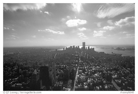 Midtown and Lower Manhattan seen from the Empire State Building, afternoon. NYC, New York, USA (black and white)