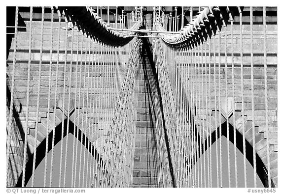 Brooklyn Bridge detail. NYC, New York, USA (black and white)