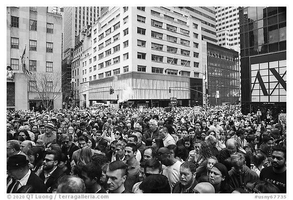 Easter Sunday crowds on Fifth Avenue. NYC, New York, USA (black and white)