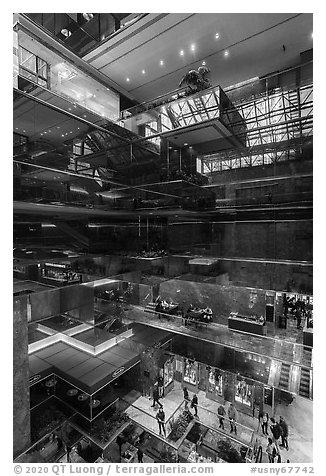 Atrium, Trump Tower. NYC, New York, USA (black and white)