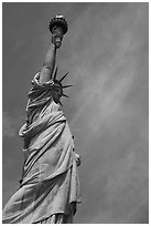 Side view of Statue of Liberty against sky, Statue of Liberty National Monument. NYC, New York, USA ( black and white)