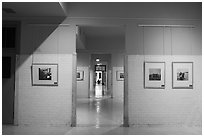 Side rooms with photography exhibit, Ellis Island, Statue of Liberty National Monument. NYC, New York, USA ( black and white)