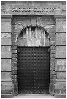 Main door, Castle Clinton National Monument. NYC, New York, USA ( black and white)