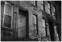 Brick townhouse, Brooklyn. New York, USA ( black and white)