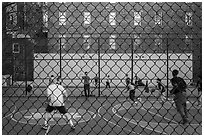 Basketball court, Greenwich Village. NYC, New York, USA ( black and white)