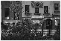 19th century fence of Christopher Park and and Stonewall Inn, Stonewall National Monument. NYC, New York, USA ( black and white)