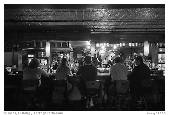 Stonewall Inn bar counter. NYC, New York, USA (black and white)
