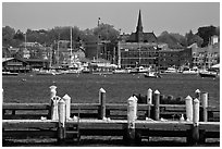 Harbor and waterfront. Newport, Rhode Island, USA ( black and white)