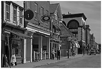 Street with old buildings. Newport, Rhode Island, USA (black and white)