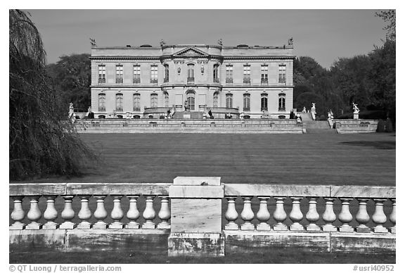 The Elms seen from its great lawn. Newport, Rhode Island, USA (black and white)