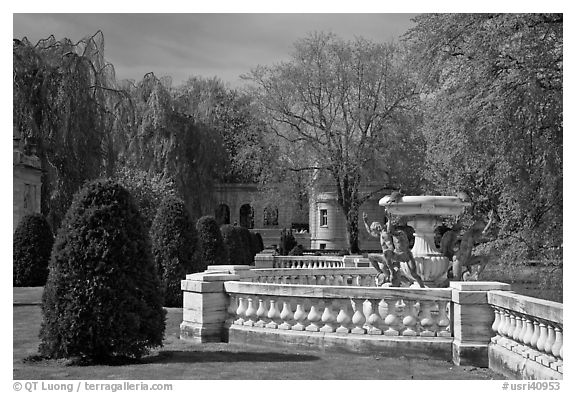 Grounds of The Elms. Newport, Rhode Island, USA (black and white)