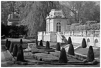 Pavilions and formal garden, The Elms. Newport, Rhode Island, USA ( black and white)