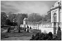 Sunken garden and pavilions, The Elms. Newport, Rhode Island, USA (black and white)
