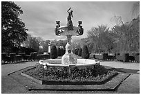 Fountain, The Elms. Newport, Rhode Island, USA (black and white)