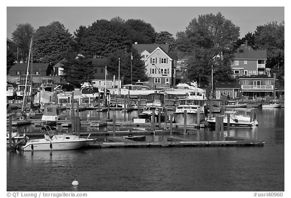 Recreational harbor on the Providence River. Providence, Rhode Island, USA (black and white)
