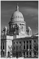 Rhode Island State House, with fourth largest marble dome in the world. Providence, Rhode Island, USA (black and white)