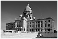 North Facade of Rhode	Island capitol. Providence, Rhode Island, USA ( black and white)