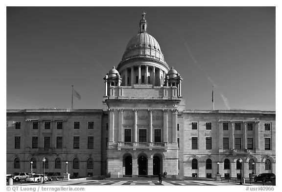 North Facade of Rhode	Island State House. Providence, Rhode Island, USA (black and white)