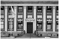 Historic building with inscriptions referring to Providence Plantations. Providence, Rhode Island, USA ( black and white)