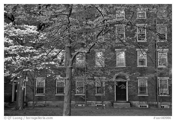 Hope College (1822), Brown University campus. Providence, Rhode Island, USA (black and white)