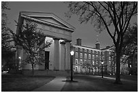 Manning Hall and  University Hall by night, Brown University. Providence, Rhode Island, USA ( black and white)