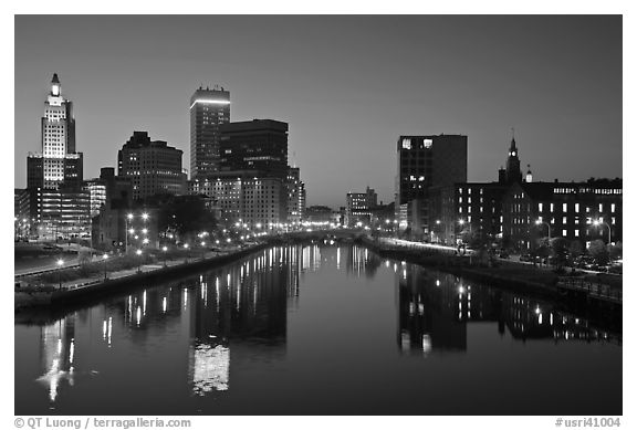 Providence Skyline at dusk. Providence, Rhode Island, USA (black and white)