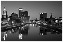 Providence Skyline at dusk. Providence, Rhode Island, USA (black and white)