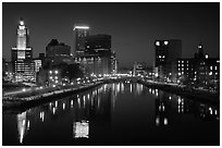 Providence Skyline at night. Providence, Rhode Island, USA (black and white)