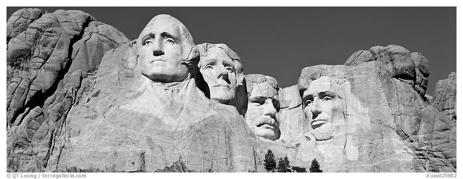 US Presidents, Mount Rushmore National Memorial. South Dakota, USA (black and white)
