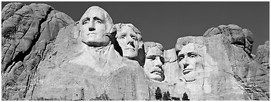 US Presidents, Mount Rushmore National Memorial. South Dakota, USA (Panoramic black and white)