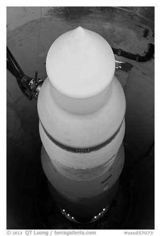 Minuteman nuclear missile. Minuteman Missile National Historical Site, South Dakota, USA (black and white)