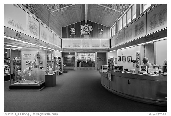 National Grasslands visitor center, Wall. South Dakota, USA (black and white)