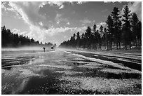 Highway with hail, Black Hills National Forest. Black Hills, South Dakota, USA (black and white)