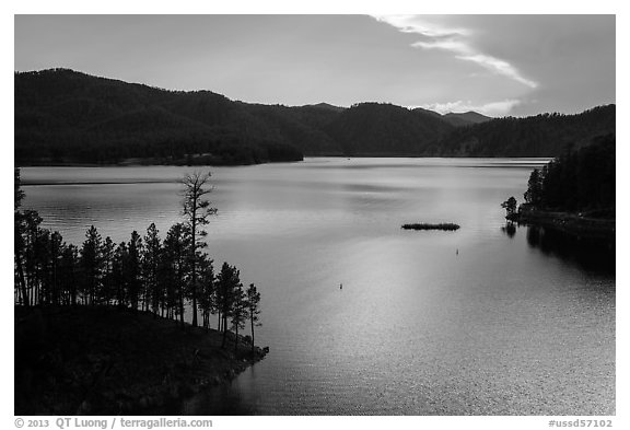 Pactola Reservoir, Rapid Valley. Black Hills, South Dakota, USA (black and white)