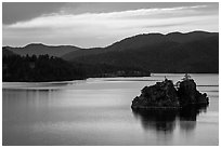 Islets in Pactola Reservoir. Black Hills, South Dakota, USA (black and white)