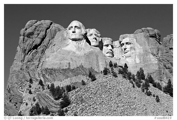 Borglum monumental sculpture of US presidents, Mount Rushmore National Memorial. South Dakota, USA