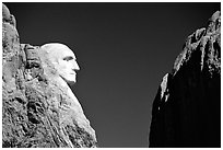 George Washington profile, Mt Rushmore National Memorial. South Dakota, USA (black and white)