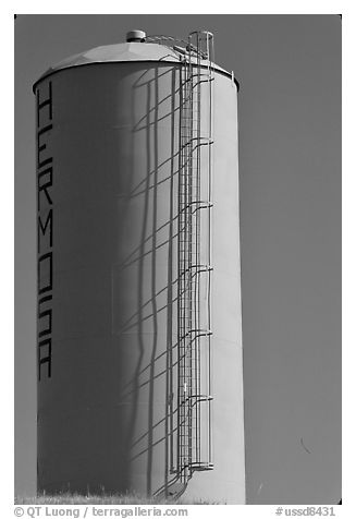 Blue water tower. South Dakota, USA (black and white)