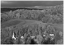 East Corinth village amongst trees in autumn color. USA ( black and white)