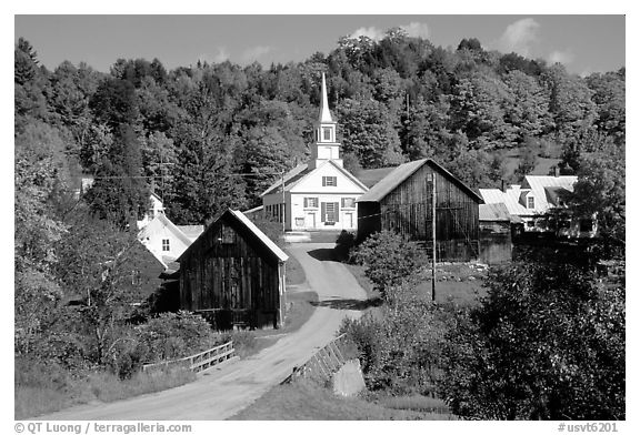 Waits River village. Vermont, New England, USA (black and white)