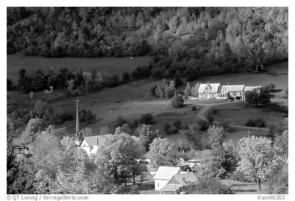 East Orange village in autumn. Vermont, New England, USA (black and white)