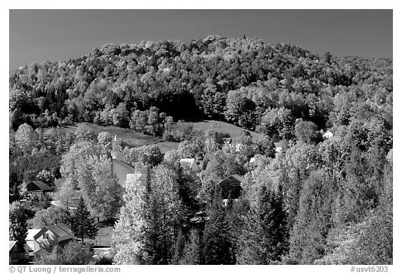 East Topsham village in fall. Vermont, New England, USA (black and white)