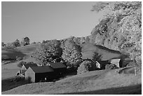 Jenne Farm, sunrise. Vermont, New England, USA ( black and white)