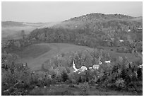 East Corinth village in fall, morning. Vermont, New England, USA (black and white)