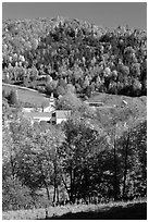 East Topsham village with fall foliage. Vermont, New England, USA (black and white)