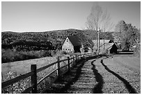 Fence and barn. Vermont, New England, USA ( black and white)