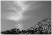 Hills in fall colors and cloud, Green Mountains. Vermont, New England, USA (black and white)