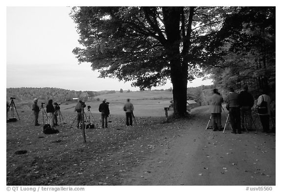 Photographers at Jenne Farm. Vermont, New England, USA (black and white)